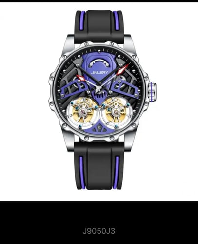 جينلي مزدوجة توربيون ساعة ميكانيكية للرجال الفاخرة...