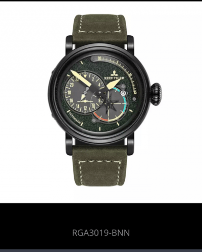 الساعات العسكرية الطيار جلد طبيعي RGA3019 ريف النم...