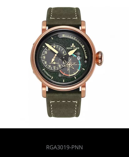 الساعات العسكرية الطيار جلد طبيعي RGA3019 ريف النم...