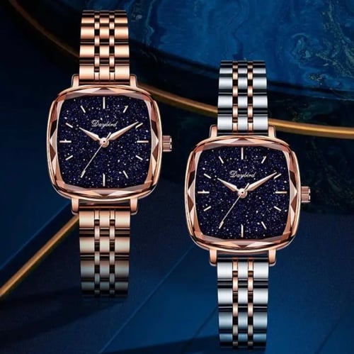 طقم موضة جديدة ساعة نسائية كوارتز مقاومة للماء