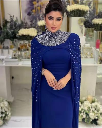 فستان سهرة حورية البحر الرقبة العالية المحدبة