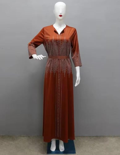 فستان سهرة إسلامي من الساتان للنساء ، عباية دبي