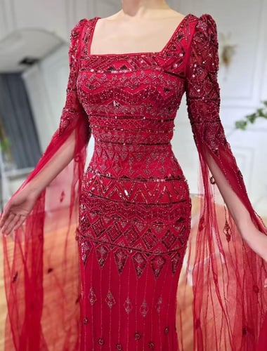 فستان كونتيسا دبي مطرز بالخرز للحفلات الراقصة بياق...