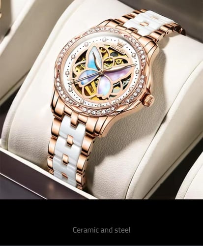 ساعة نسائية فاخرة ماركة OLEVS الميكانيكية التلقائي...