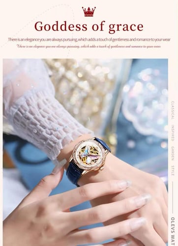 ساعة نسائية فاخرة ماركة OLEVS الميكانيكية التلقائي...