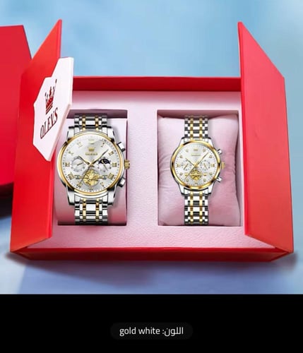 طقم ساعة كوارتز من OLEVS الفولاذ المقاوم للصدأ للأ...