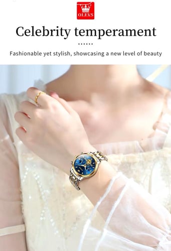 طقم ساعة كوارتز من OLEVS الفولاذ المقاوم للصدأ للأ...