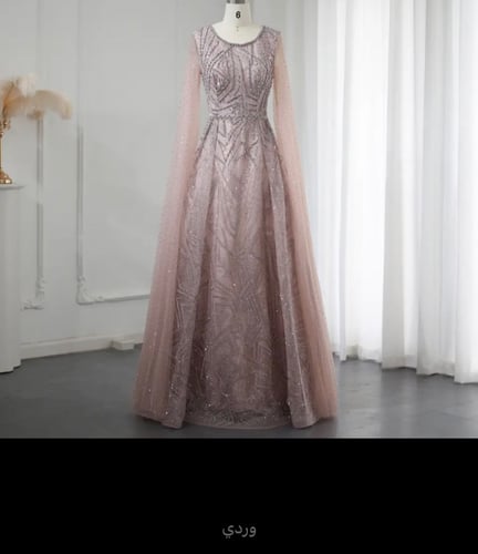 فستان سهرة بأكمام طويلة للنساء ، تنورة فاخرة ، أخض...