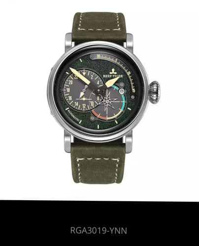 الساعات العسكرية الطيار جلد طبيعي RGA3019 ريف النم...