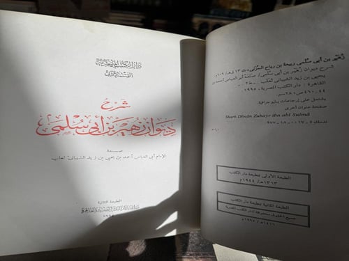شرح ديوان زهير ابن أبي سلمى "ثعلب"