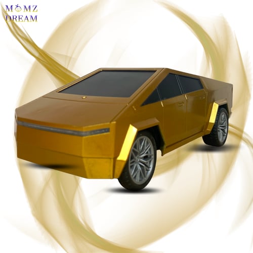 سيارة تسلا ، مع جهاز تحكم عن بعد للأطفال.