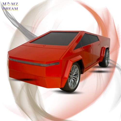 سيارة تسلا ، مع جهاز تحكم عن بعد للأطفال.