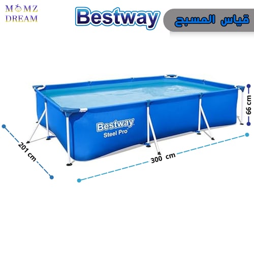 حوض سباحة للأطفال والكبار بإطار معدن مستطيل مع فلت...