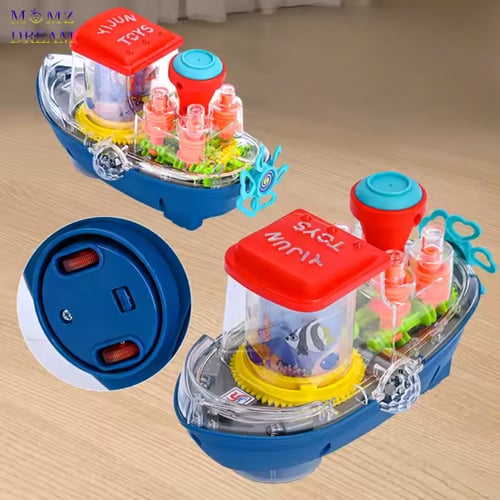 لعبة سفينة شفاف مع أصوات وإضاءة ليد و حركة دوران 3...