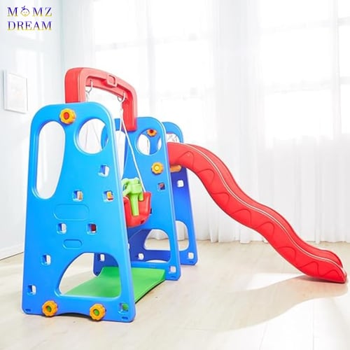 مرجيحة مع زحليقة وشبك كرة سلة 3 في 1 للأطفال .