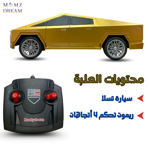 سيارة تسلا ، مع جهاز تحكم عن بعد للأطفال.