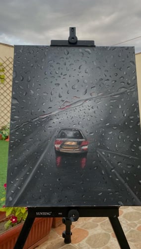 لوحة الطريق الممطر