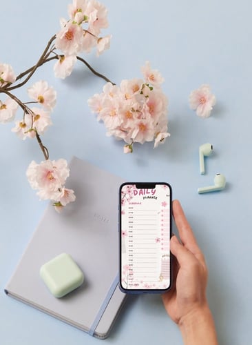 مخطط يومي رقمي أزهار الساكورا اليابانية