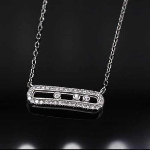 عقد ناعم حجم صغير ، فضة عيار925 وكرستالات متحركة