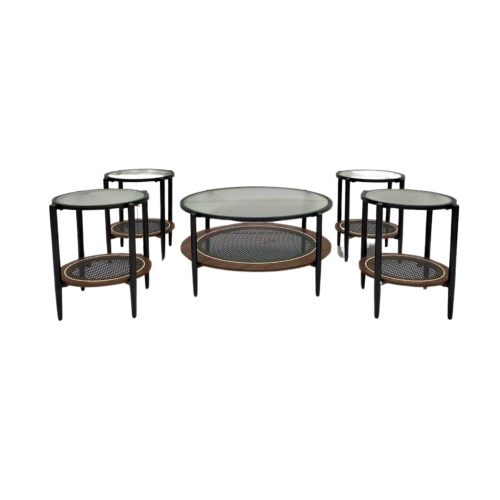 طقم طاولات زجاج مع خشب 1+4