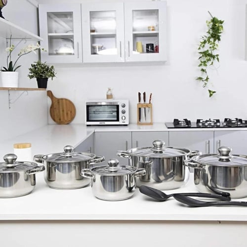 طقم اواني طهي استيل 12 قطعة ROYALFORD