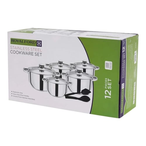 طقم اواني طهي استيل 12 قطعة ROYALFORD