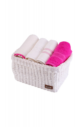 طقم مناشف يد مع سلة Lovage لون أبيض