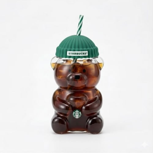 كوب قهوة زجاجي بتصميم دب تيدي – كوب عصري لعام 2025...