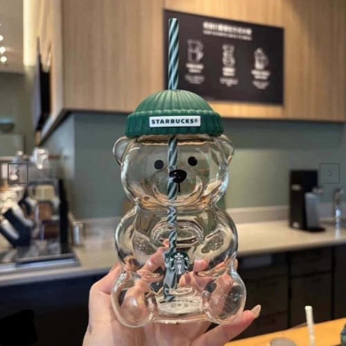 كوب قهوة زجاجي بتصميم دب تيدي – كوب عصري لعام 2025...