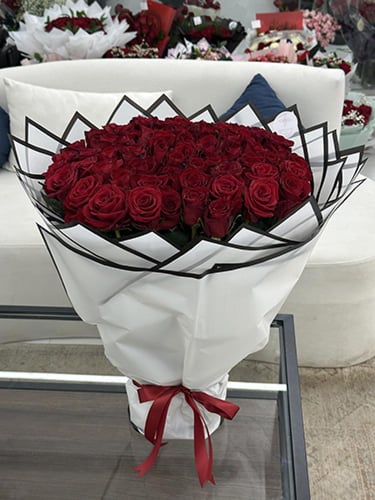 باقة ورد جوري احمر | 100 ورده