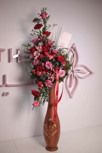 روزاليا هولندية | فازة خشبية من الازهار الهولندية