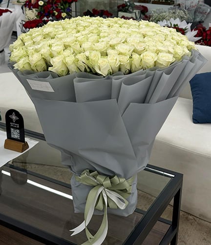 باقة ورد جوري ابيض | 200 ورده