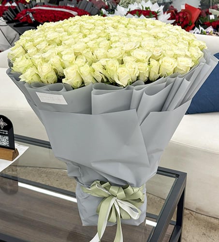 باقة ورد جوري ابيض | 200 ورده