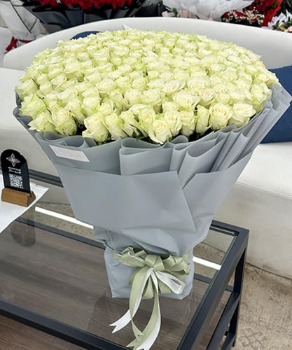 باقة ورد جوري ابيض | 200 ورده