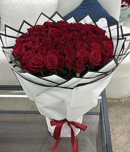 باقة ورد جوري احمر | 100 ورده