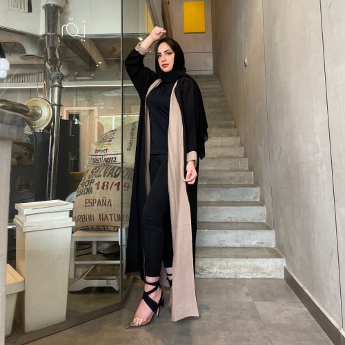 عباية دبل فيس آسود وبيج فاتح