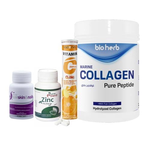 كولاجين60 حصة + بيوتين + زنك+فيتامين سي