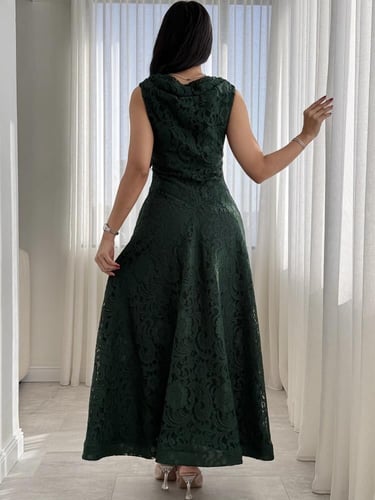 فستان زيتي دانتيل بناتي