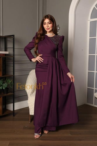 فستان: موف مع تطريز خرز