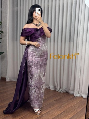 فستان: سهرة لون موف تطريز خرز