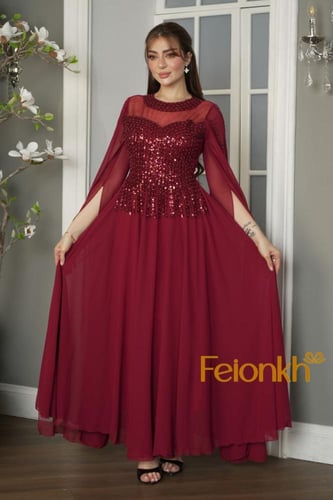 فستان:تل احمر سهرة