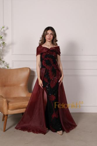 فستان: سهرة عودي كريب ارجنز