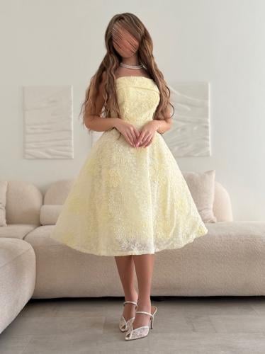 فستان دانتيل ليموني