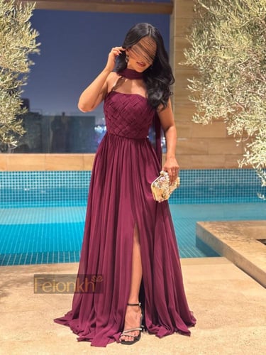 فستان: شيفون لون توتي