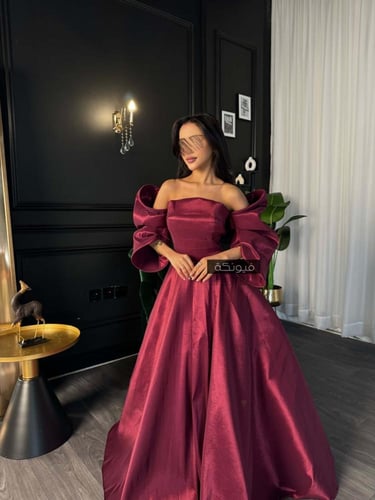 فستان برغندي تفته لمعه