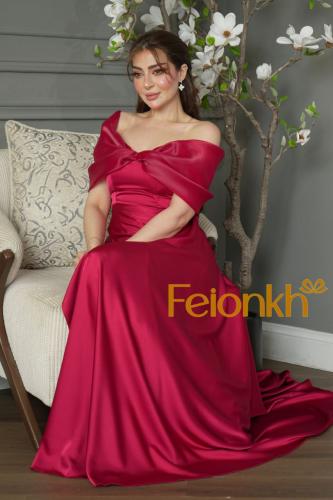 فستان :احمر ستان ناعم