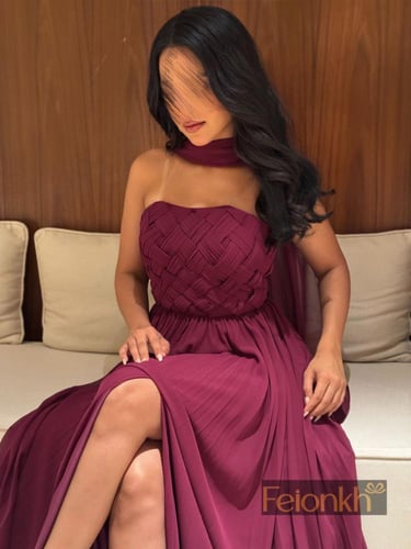 فستان: شيفون لون توتي