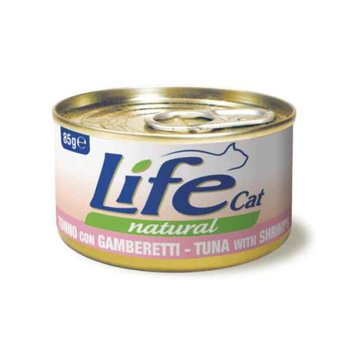 لايف كات طعام رطب للقطط بنكهة التونة و الجمبري 85غ