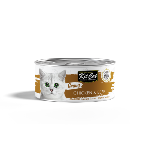 كت كات جرايفي معلبات دجاج واللحم البقري بالمرق 70غ