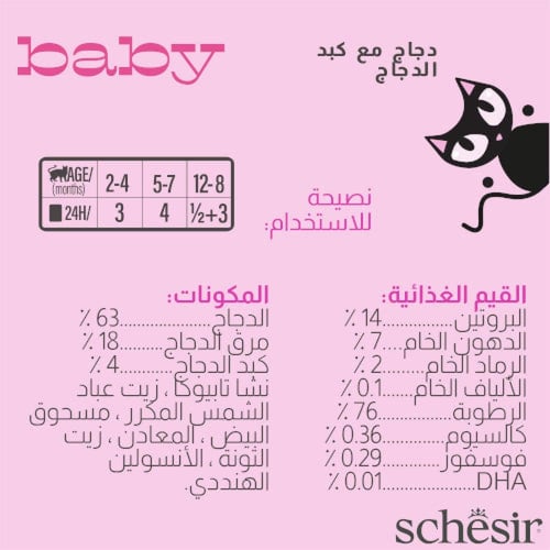 شيزير بيبي طعام رطب للقطط الصغيرة بنكهة الدجاج وال...